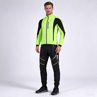 Combinaison de cyclisme sportive d'hiver pour hommes, pantalon de vélo épais pour l'extérieur, pantalon long thermique, veste réfléchissante
