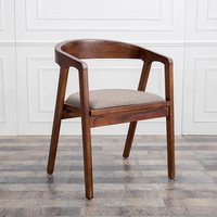 Chaise de salle à manger en bois massif et cuir antique avec accoudoirs pour la maison, le bar, l'hôtel, l'appartement, les salles à manger