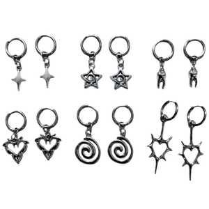 Un juego <span class=keywords><strong>de</strong></span> <span class=keywords><strong>pendientes</strong></span> delicados en forma <span class=keywords><strong>de</strong></span> corazón con diseño en espiral Millennium Silver Starlight Vortex-Tooth-Shaped, <span class=keywords><strong>de</strong></span> aleación - Product Image 3