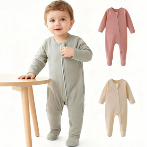 Overol de Bebé de Manga Larga de Algodón Orgánico CPC, Tejido de Panal, Traje de Gateo con Cremallera para Recién <span class=keywords><strong>Nacido</strong></span> - Product Image 2