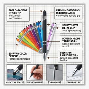 Produttore Cinese <span class=keywords><strong>Penna</strong></span> a Sfera Metallica Blu Personalizzabile con Logo <span class=keywords><strong>Penna</strong></span> Touch Multifunzione 2 in 1 in Metallo Novità - Product Image 3