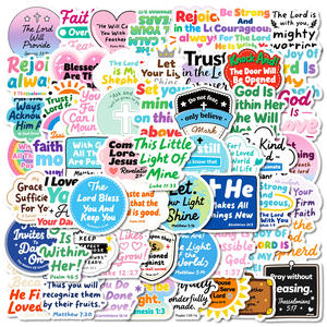 56 Pegatinas Nuevas y Bonitas con <span class=keywords><strong>Frases</strong></span> Bíblicas de Dibujos Animados para Decorar Botellas y Laptops, Estilo Lindo, Pegatinas con <span class=keywords><strong>Frases</strong></span> de Jesús - Product Image 1
