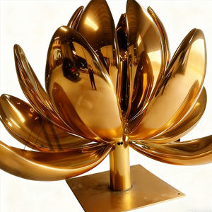 Outdoor Paisagem Landmark Custom Hotel Plaza Jardim Água Característica Aço Inoxidável Prata Ouro <span class=keywords><strong>Lotus</strong></span> Escultura - Product Image 2