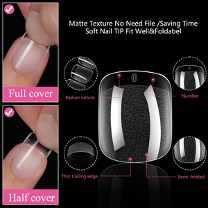 Nuevo Producto: 240 Piezas/Caja de Uñas Postizas Transparentes Francesas Semi-Mate, Cuadradas y Circulares, Puntas de Uñas Artificiales - Product Image 3