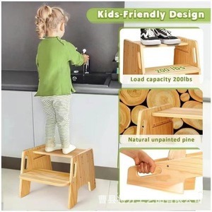 Taburete de madera para niños, color natural, de dos niveles, para baño y inodoro. - Product Image 2