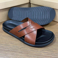 Sandal kulit asli pria, Kasut luar ruangan anti slip kulit sapi kelas atas Vamp lembut nyaman
