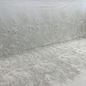 Honglongs luxuriöses glitzerndes Pink Crystal Pailletten verschlüsse ltes Netz Weiß Perlen Brautkleid <span class=keywords><strong>Prom</strong></span> Abendkleid Spitzens toff - Product Image 5