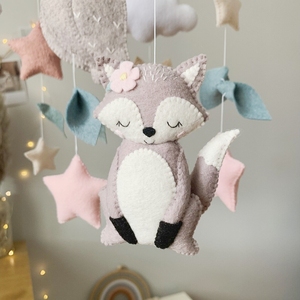 <span class=keywords><strong>Mobile</strong></span> de berceau personnalisé en bois avec animaux de la forêt (hibou, <span class=keywords><strong>renard</strong></span>, lapin, cerf) pour bébé, <span class=keywords><strong>mobile</strong></span> de berceau suspendu bohème, jouet en peluche - Product Image 3