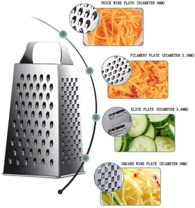 Kitchen tools 10 inch cheese vegetables 4 side steel grater for factory price