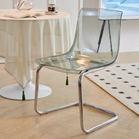 Chaise de salle à manger en plastique acrylique transparent de style nordique avec dossier, design minimaliste moderne, mobile pour la maison et le commerce