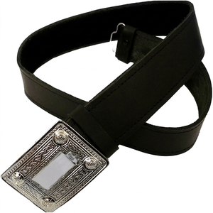 THISTLE ROSE ENTERPRISES Cinturón de Cuero Negro con Patrón Argyle y Hebilla de Nudo Celta de Cobre - Cinturón Casual - Product Image 1