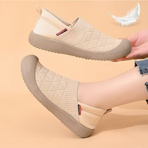 <span class=keywords><strong>Sneakers</strong></span> Minimaliste <span class=keywords><strong>Beige</strong></span> in Maglia Slip-On per Donne, Mocassini Comodi alla Moda per lo Stile Urbano, Scarpe Casual Traspiranti in Rete - Product Image 1