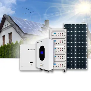 أنظمة تخزين الطاقة المنزلية على الشبكة بقدرة 3.6 كيلو وات 4 كيلو وات 5 كيلو وات مع حزمة بطارية LiFePO4 محول طاقة شمسية هجين