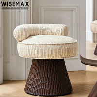 WISEMAX FURNITURE Meubles design, fauteuil en bois avec accoudoirs, tissu bouclé, fauteuil d'appoint, tabouret de coiffeuse, chaise de salle à manger