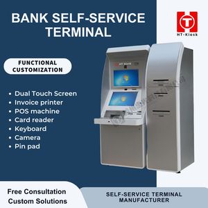 Màn hình kép ngân hàng video rút tiền máy <span class=keywords><strong>kiosk</strong></span> với màn hình cảm ứng cho thẻ phân phối tiền gửi rút tiền chuyển dịch vụ - Product Image 2