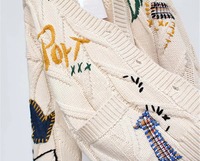 Pull personnalisé avec logo brodé pour femmes, design jacquard, tricot pour femmes, tricot pour filles, tricot d'hiver pour femmes, cardigan pour femmes