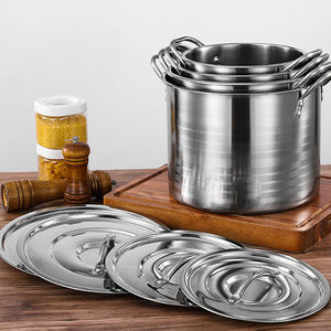 Ensemble de Cuisson de Cuisine 4 Pièces en Acier Inoxydable <span class=keywords><strong>Grande</strong></span> <span class=keywords><strong>Capacité</strong></span>, <span class=keywords><strong>Faitout</strong></span> Profond et <span class=keywords><strong>Grande</strong></span> Marmite à Soupe, Fond à Induction pour la Cuisson - Product Image 2