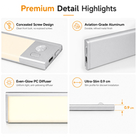 Lumière LED rechargeable à détecteur de mouvement, éclairage magnétique sous armoire pour cuisine, chambre, placard, escalier, couloir, rangement, OEM