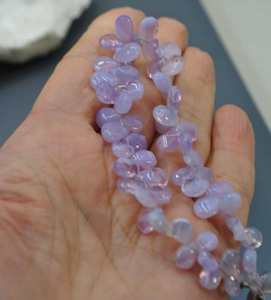 Perles de quartz lavande en forme de poire, bijoux en pierre naturelle personnalisés, pierres précieuses en vrac faites à la main, certifiées au Brésil, différentes tailles - Product Image 2