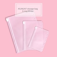 Organisateur de fichiers de reliure à 6 anneaux de style auto A5/A6/A7 reliure à feuilles mobiles en PVC Transparent pour le stockage