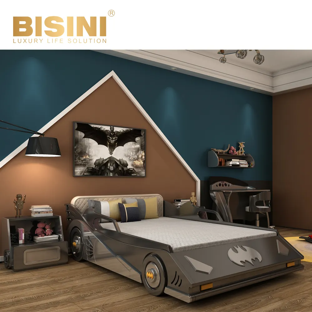 Genial, muebles de los niños Batman coche cama con mesita de noche gran oferta niños cuartos de empleadas conjunto