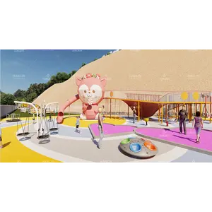 Hanlin tasarım açık oyun alanı tasarımları ve ekipmanları tünel Metal boru slayt ürün çocuk oyun alanı ekipmanı