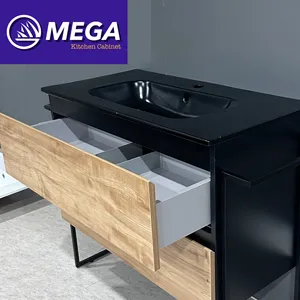 Popüler Modern zemin lavabo ile özelleştirilmiş banyo dolabı monte
