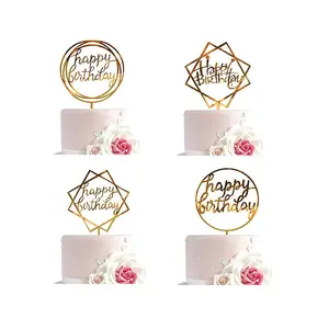 Nicroo Gold Glitter Custom Personalized Wedding Happy Birthday Party Supplies Acrylic Cake Topper Cake Decoration