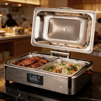 Ensemble de réchaud de buffet électrique de luxe 9L avec couvercle en verre hydraulique pour le service de nourriture en salon