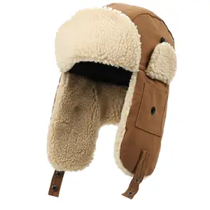 ZG унисекс зимняя вязаная шапка-ушанка из натурального меха русская ушанка шапка-ушанка головные уборы