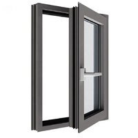 Venta al por mayor de aluminio de doble capa de vidrio templado ventana de aluminio de empuje abierto de mano de rango ventanas abatibles