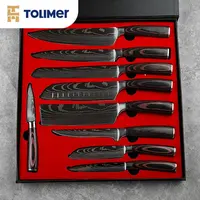 Sharp Wooden Stainless Steel Santoku Chef Modern Knives Kitchen Knife Set