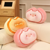 Coussin en peluche doux et moelleux en forme de chat ou de cochon de dessin animé, pour enfants et amis