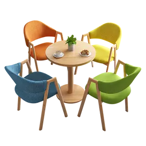 Italia design coffee shop tavoli e sedie set sillas di legno A forma di base in legno gambe sedie da pranzo sedie moderne caffè negozio