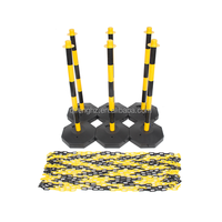 PK2 2 pièces DIY OEM Fabriqué en Chine Ensemble de 5M de chaînes de délimitation de circulation, cônes de signalisation en plastique avec base remplissable, réglables pour la sécurité et le stationnement