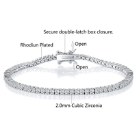 Bracelets tennis personnalisés en laiton plaqué platine, sertis de zircons 2 mm, style tendance et glacé, pour hommes et femmes