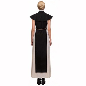 Costume da Suora Medievale per Donne, <span class=keywords><strong>Abito</strong></span> Religioso Nero e Bianco, Tunica <span class=keywords><strong>con</strong></span> <span class=keywords><strong>Scapolare</strong></span> Ricamato e Finiture Dorate, Costume di Halloween - Product Image 4