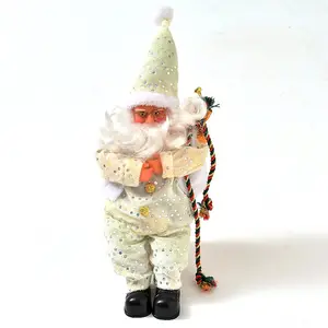 40 Cm Kerst Papa Noel Pere Noel Kleding Geplaveid Met Strass Staande Pluche Kerstpop Santa Claus Beeldje