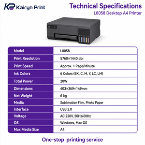 L8058 A4 Inkjet Printer 6 Color 5760x1440dpi WiFi USB Supply Photo Printer for Photo Sublimation Home <strong>Office</strong> <strong>Printing</strong> - Product Image 3
