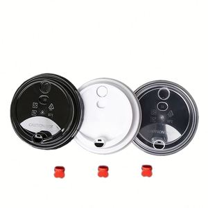 Couvre-gobelets en plastique PP 90mm 95mm 98mm transparents, noirs, blancs, rouges, avec couvercles de paille en forme de cœur, usage industriel, anti-fuite, qualité alimentaire, pour café, portables - Product Image 2