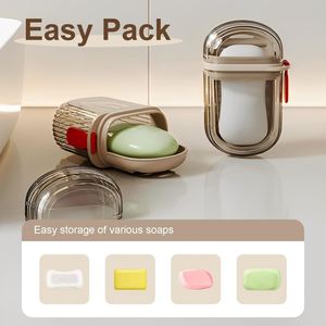 Travel Portable Sealed Soap Dishes Waterproof Soap Organizer Tray Plastic Soap <b>Storage</b> Box Case With Lid - Product Image 3
