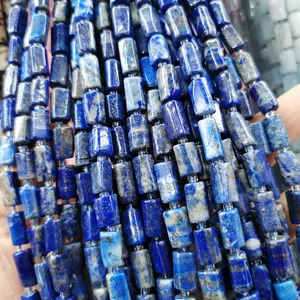 Manik-manik tabung batu akik alami silinder longgar Semi manik-manik batu permata untuk desain pembuatan perhiasan