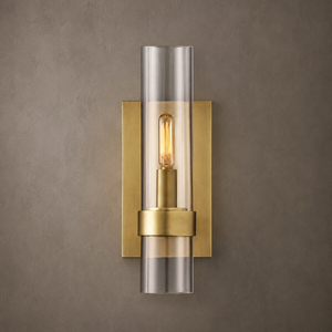 Brass Single Light Wall <b>Sconce</b> Clear Cylindrical Glass Tube Wall Lamp For Bedroom Hallway Villa Interior <b>Lighting</b> - Product Image 3