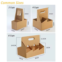 Cajas de cartón personalizadas para llevar, con asa, para 2, 4 o 6 bebidas frías o calientes, café, té, etc.