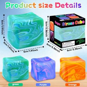 Needoh Style Marble Pattern <b>Mini</b> Cube Squishy PU Slow Rising Stress Fidget Toys for Youth Anxiety Relief Sensory - Product Image 3