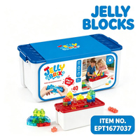 EPT 40 blocs gommeux pour tout-petits, ensemble de jouets empilables Montessori pour enfants, blocs en gelée compressibles et extensibles pour tout-petits