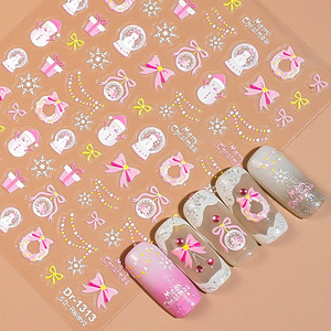 Noël 5D Relief Nail Art Autocollants Bonhomme De Neige Cadeau Arc Flocon De Neige Conception En Relief pour <span class=keywords><strong>Manucure</strong></span> Festive - Product Image 1