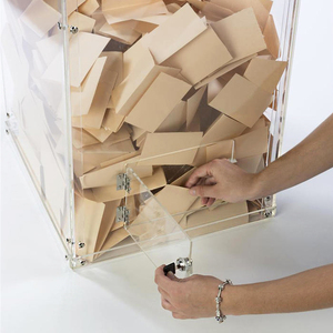 Grande boîte à dons rectangulaire en acrylique transparent avec serrure, support au sol, boîte à suggestions en acrylique pour les billets <span class=keywords><strong>de</strong></span> tombola - Product Image 5