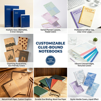 Bloc-notes à reliure parfaite, impression nano, couverture souple, bleu de Prusse, 80 g/m², personnalisable, format A6, A5, B5, carnet de notes professionnel