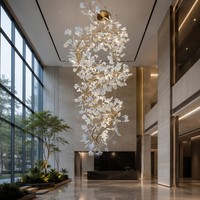 Grand lustre décoratif en céramique en forme de feuille d'abricot, luminaire suspendu pour galerie, hôtel, villa, hall d'entrée, escalier